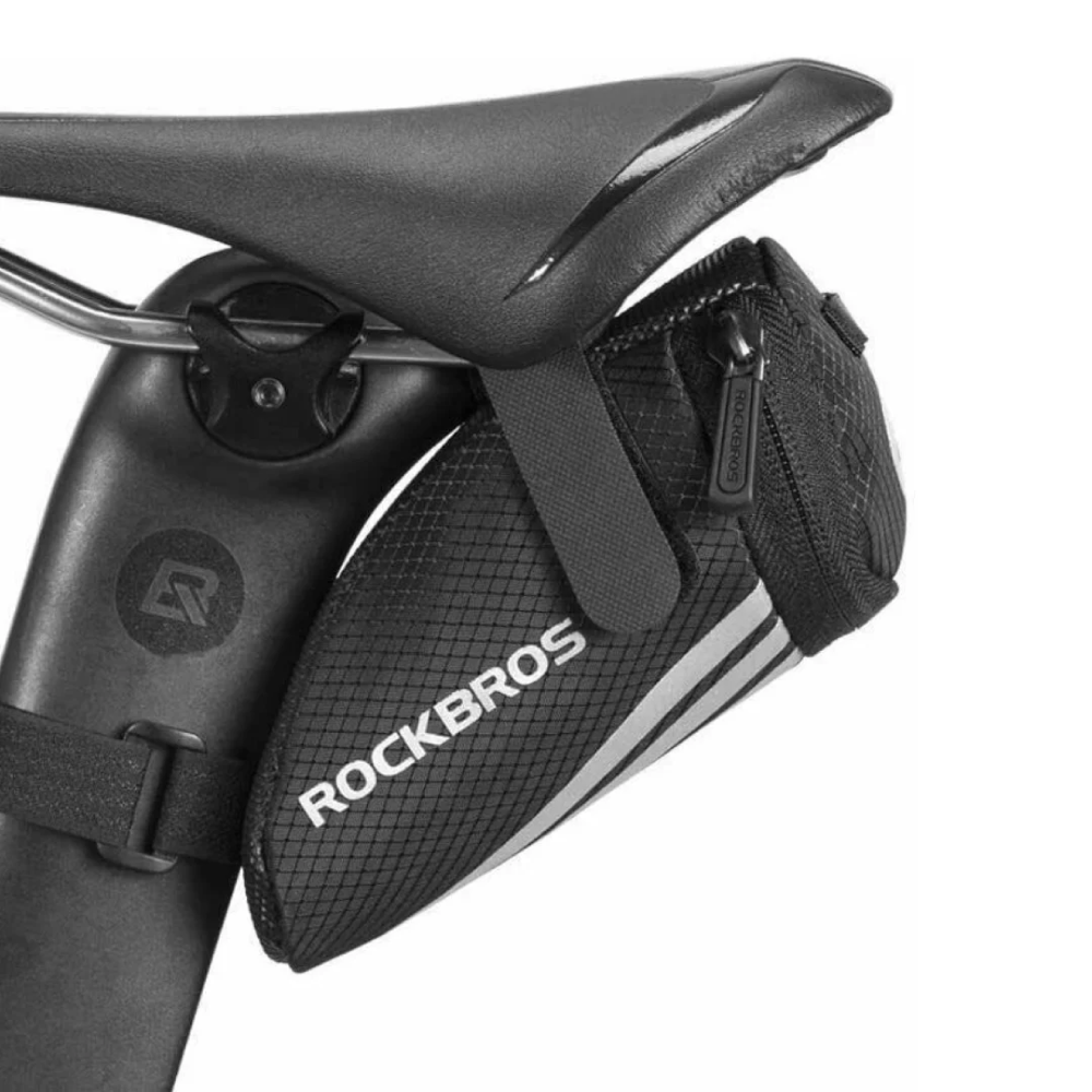 ROCKBROS Bolsa de sillín de bicicleta, bolsa de bicicleta debajo del  asiento, paquete de cuña de ciclismo con correa, bolsa de almacenamiento  para