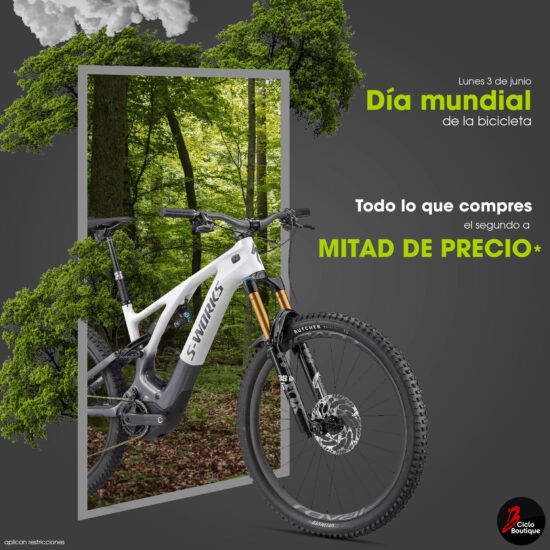 La promoción del Día de Mundial de la Bicicleta no aplica sobre otras promociones. Esta promoción aplica al agregar 2 o más productos al carrito, si agrega uno en promoción, este cambiará a su precio normal.